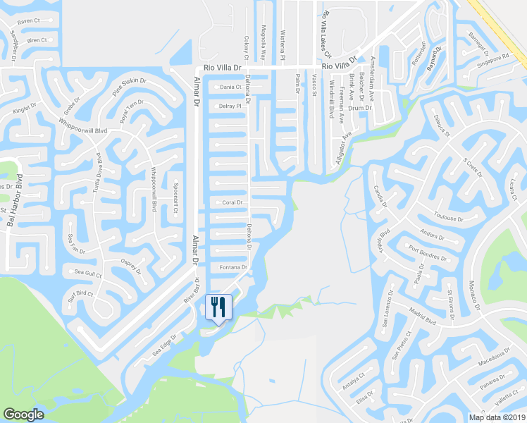 map of restaurants, bars, coffee shops, grocery stores, and more near 604 Tahiti Court in Punta Gorda