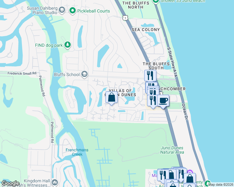 map of restaurants, bars, coffee shops, grocery stores, and more near 1410 14th Court in Jupiter