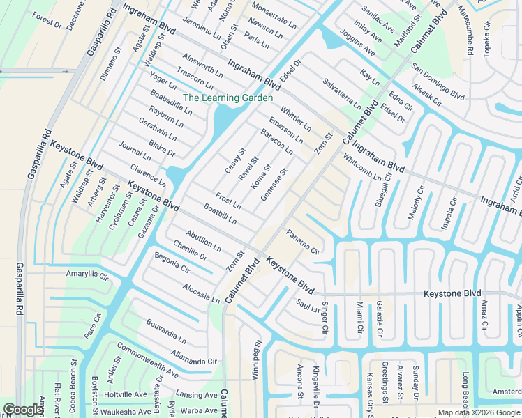 map of restaurants, bars, coffee shops, grocery stores, and more near 13584 Frost Lane in Port Charlotte