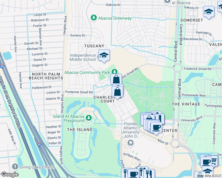 map of restaurants, bars, coffee shops, grocery stores, and more near 4304 Blowing Point Place in Jupiter