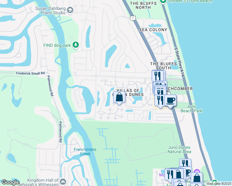 map of restaurants, bars, coffee shops, grocery stores, and more near 1232 12th Court in Jupiter