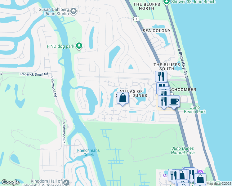 map of restaurants, bars, coffee shops, grocery stores, and more near 1517 15th Court in Jupiter