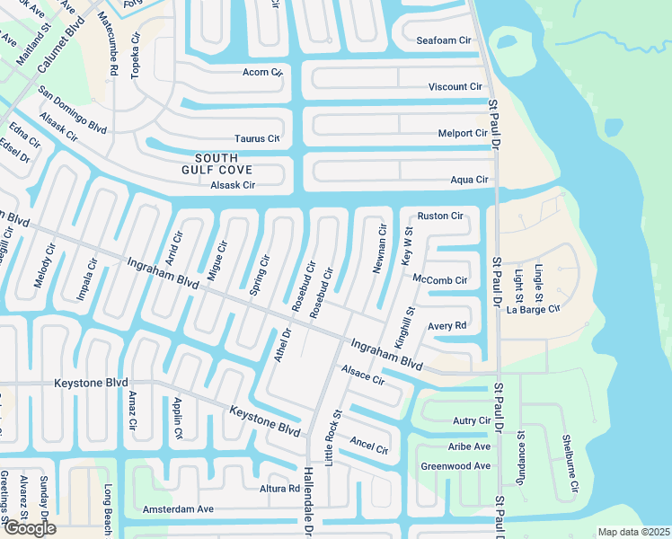 map of restaurants, bars, coffee shops, grocery stores, and more near 9454 Rosebud Circle in Port Charlotte