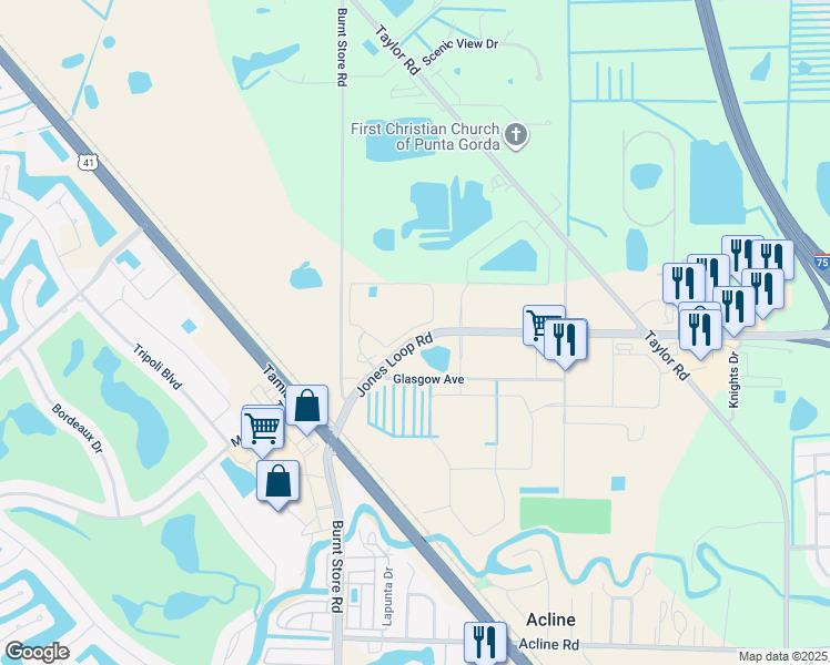 map of restaurants, bars, coffee shops, grocery stores, and more near 9519 Mac Farnum Street in Punta Gorda