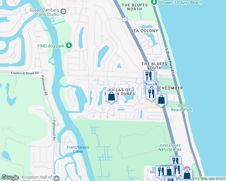map of restaurants, bars, coffee shops, grocery stores, and more near 1232 12th Court in Jupiter