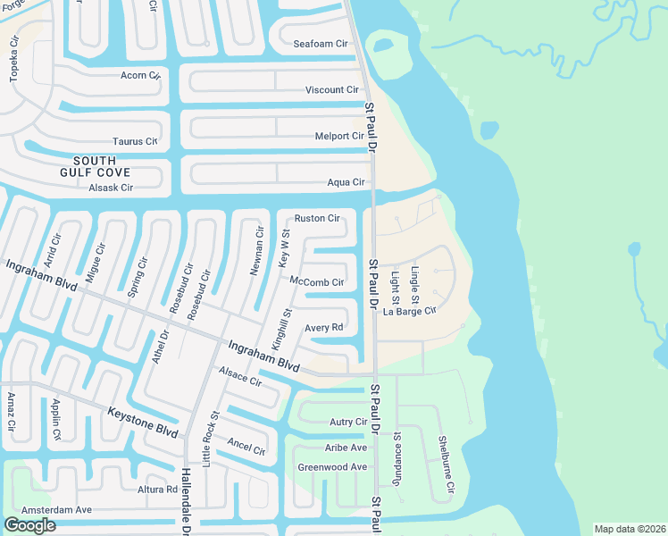 map of restaurants, bars, coffee shops, grocery stores, and more near 15443 McComb Circle in Port Charlotte