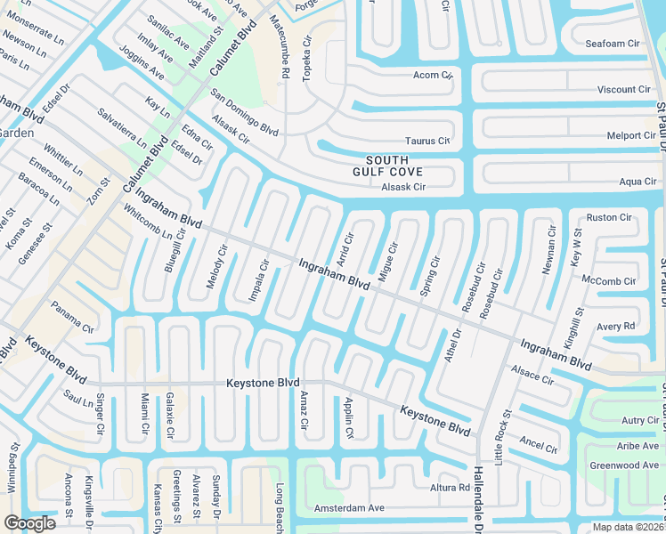 map of restaurants, bars, coffee shops, grocery stores, and more near 14634 Ingraham Boulevard in Port Charlotte