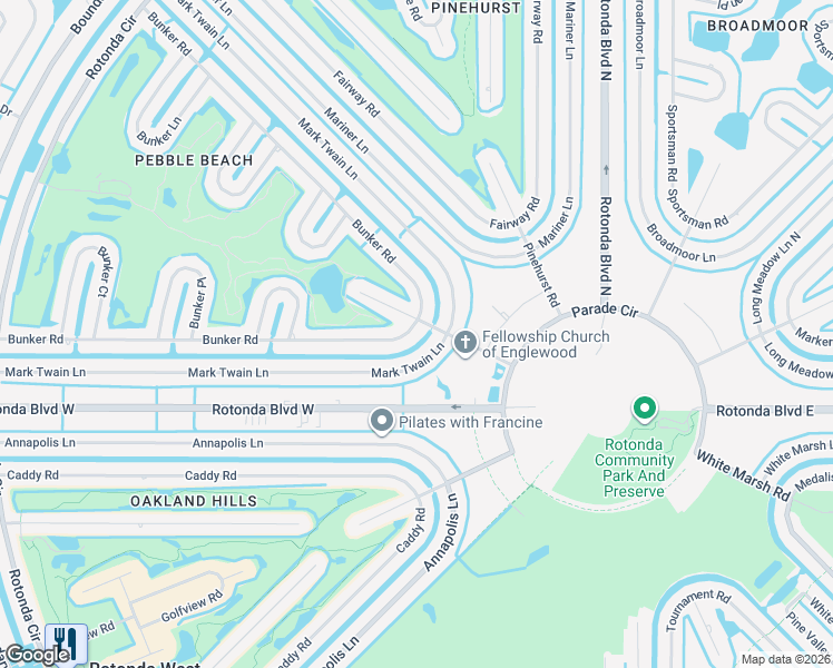map of restaurants, bars, coffee shops, grocery stores, and more near 133 Bunker Road in Rotonda West
