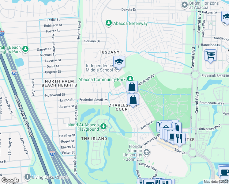 map of restaurants, bars, coffee shops, grocery stores, and more near 4110 Parkside Drive in Jupiter