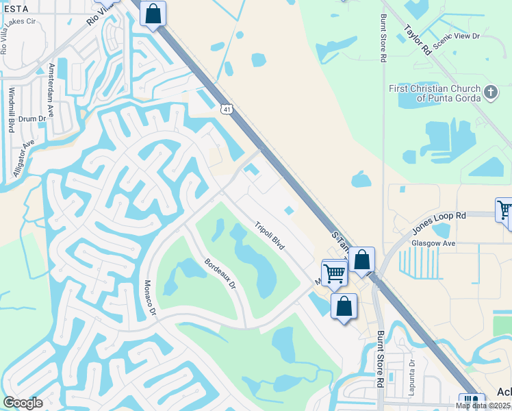 map of restaurants, bars, coffee shops, grocery stores, and more near 3749 Albacete Circle in Punta Gorda