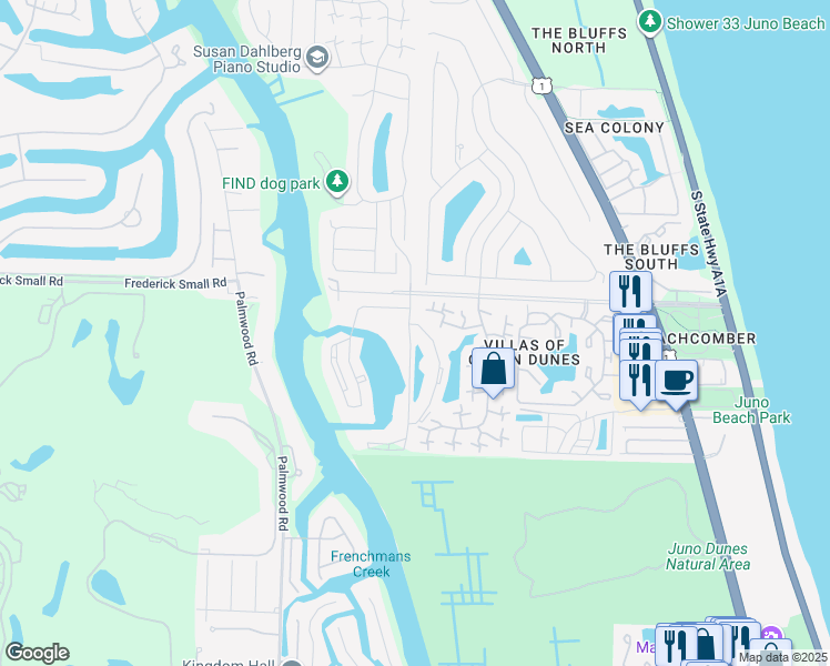 map of restaurants, bars, coffee shops, grocery stores, and more near 501 Seafarer Circle in Jupiter