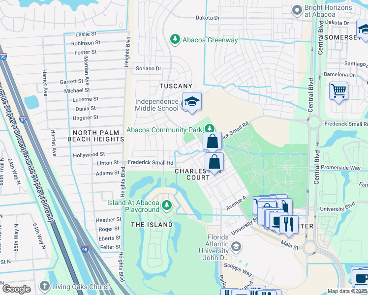 map of restaurants, bars, coffee shops, grocery stores, and more near 4102 Parkside Drive in Jupiter