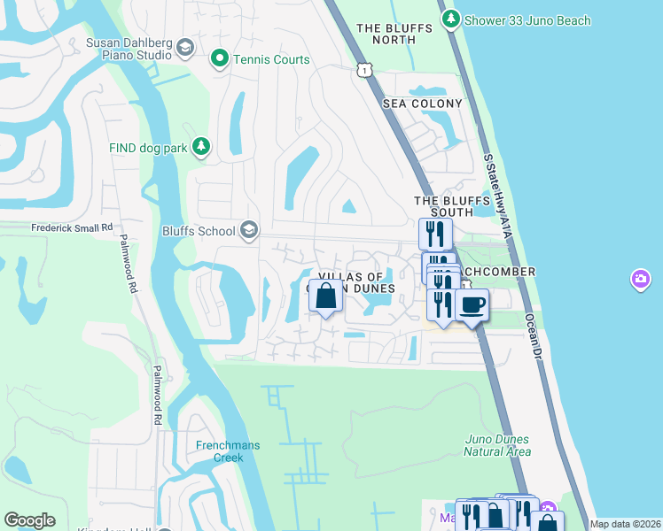 map of restaurants, bars, coffee shops, grocery stores, and more near 1232 12th Court in Jupiter