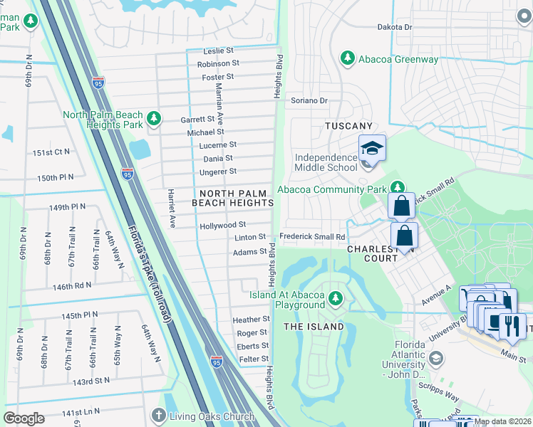 map of restaurants, bars, coffee shops, grocery stores, and more near in Jupiter