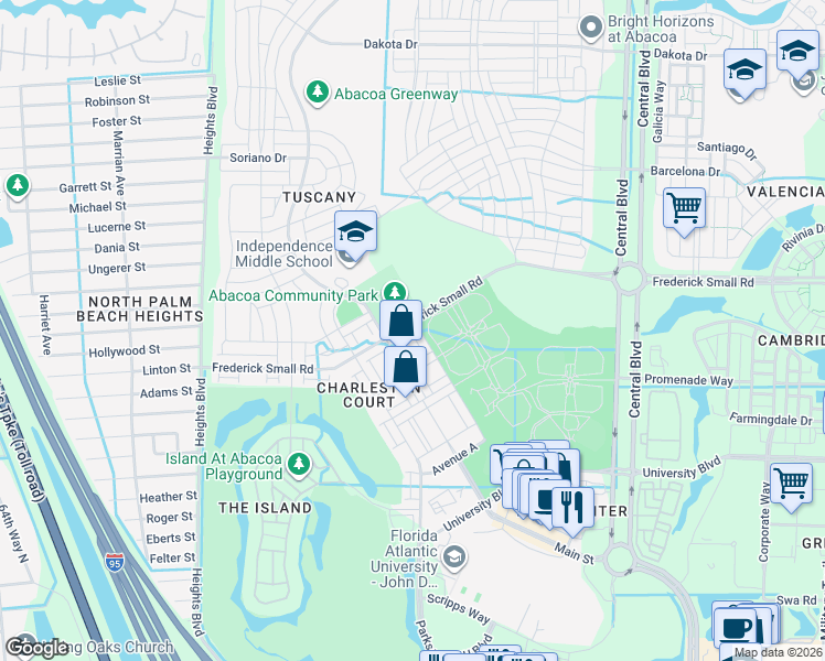 map of restaurants, bars, coffee shops, grocery stores, and more near 4186 Saint Lukes Lane in Jupiter