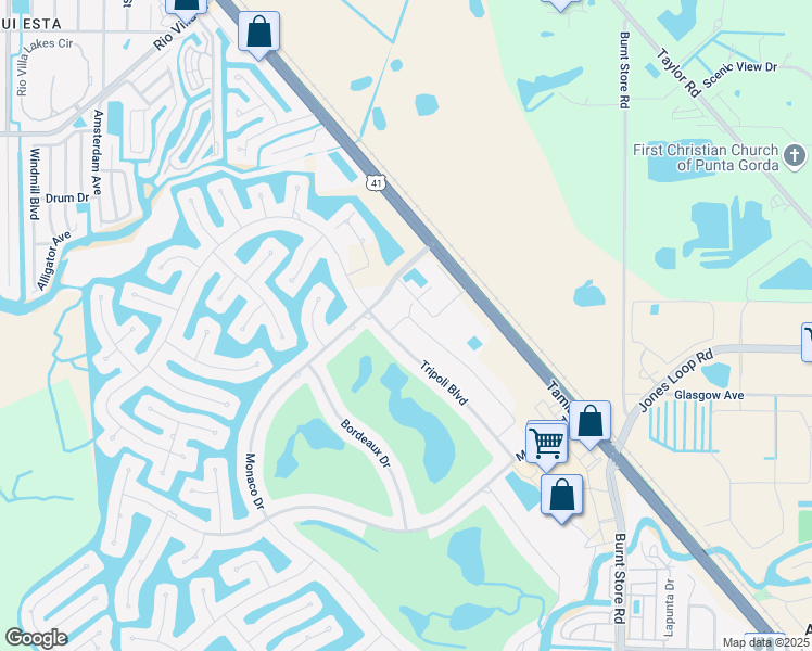 map of restaurants, bars, coffee shops, grocery stores, and more near 3710 Albacete Circle in Punta Gorda