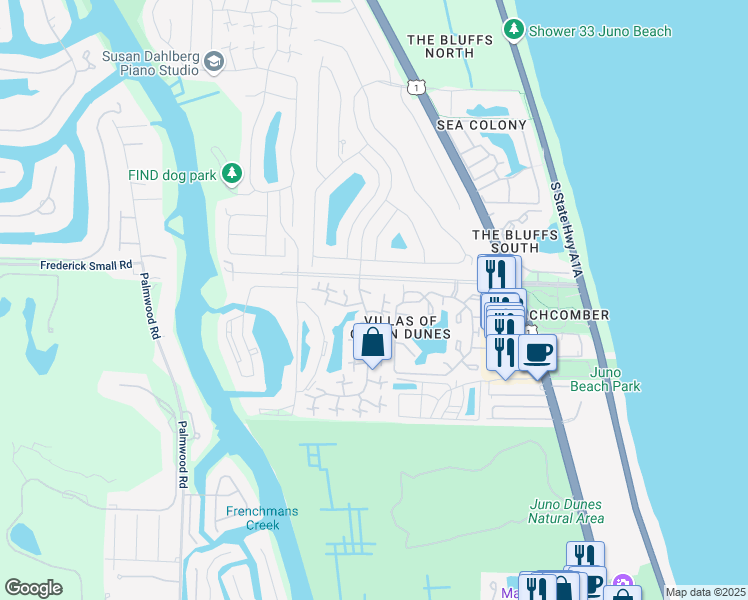 map of restaurants, bars, coffee shops, grocery stores, and more near 1005 10th Court in Jupiter