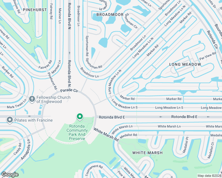map of restaurants, bars, coffee shops, grocery stores, and more near 132 Long Meadow Lane North in Rotonda West