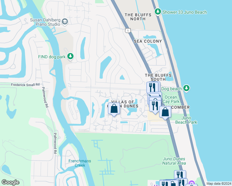map of restaurants, bars, coffee shops, grocery stores, and more near 1005 10th Court in Jupiter
