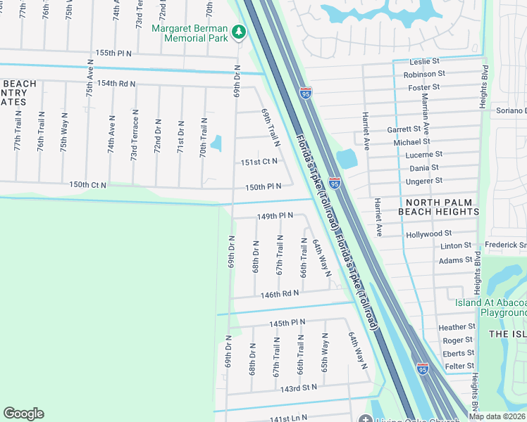 map of restaurants, bars, coffee shops, grocery stores, and more near 6751 149th Place North in West Palm Beach