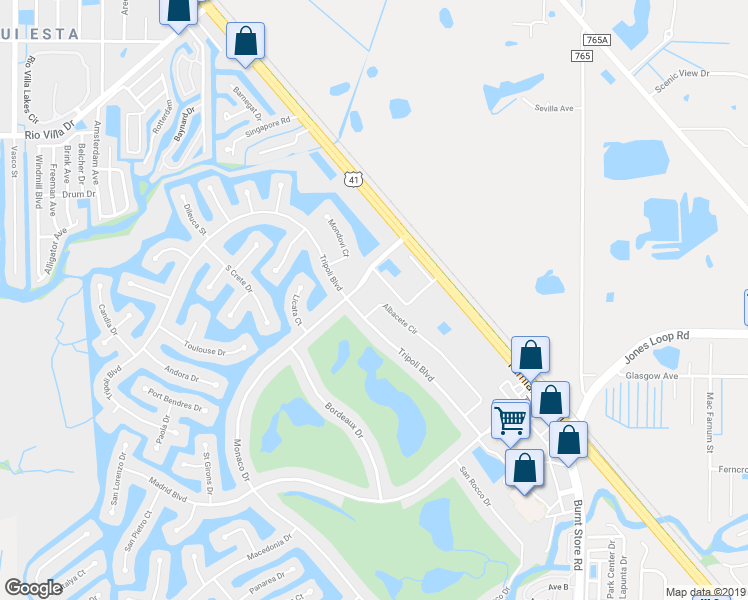 map of restaurants, bars, coffee shops, grocery stores, and more near 3706 Albacete Circle in Punta Gorda