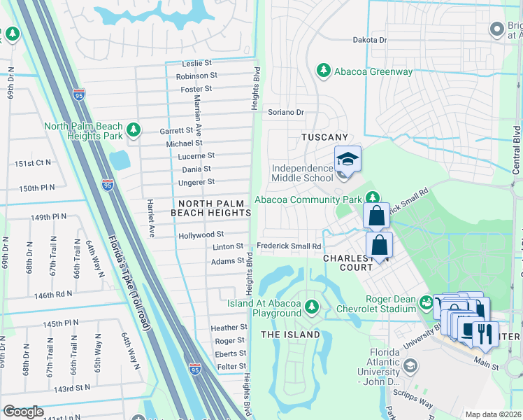 map of restaurants, bars, coffee shops, grocery stores, and more near 310 San Remo Drive in Jupiter