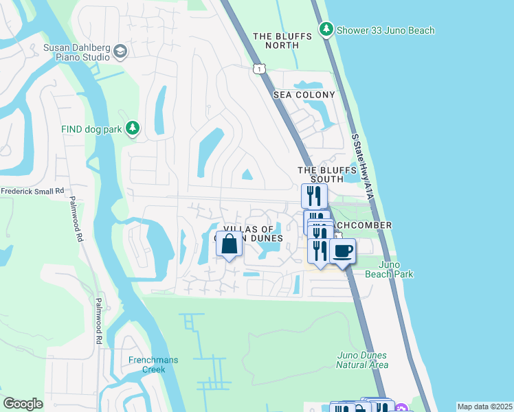 map of restaurants, bars, coffee shops, grocery stores, and more near 1407 Ocean Dunes Circle in Jupiter