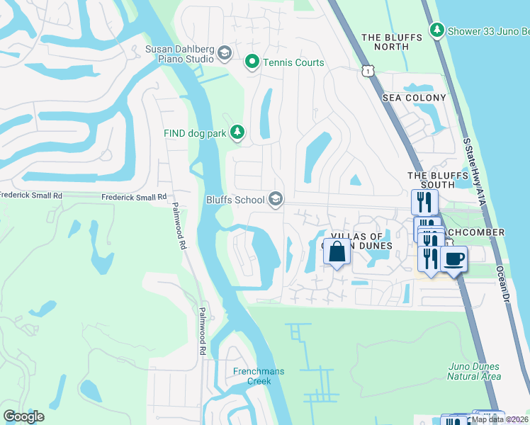map of restaurants, bars, coffee shops, grocery stores, and more near 2571 Marcinski Road in Jupiter