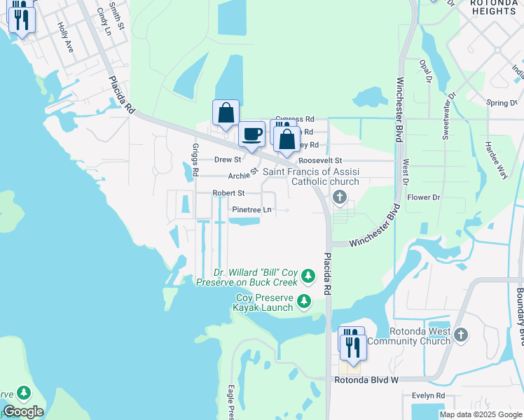 map of restaurants, bars, coffee shops, grocery stores, and more near 9194 Moss Drive in Englewood