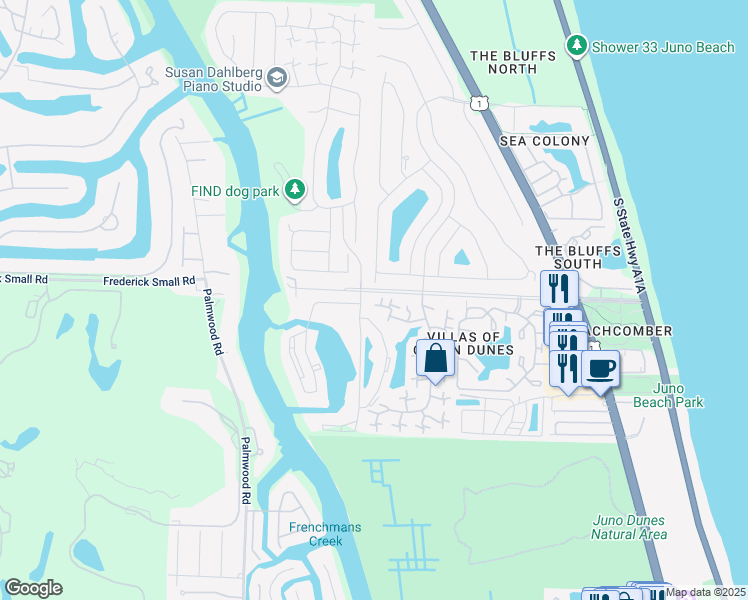 map of restaurants, bars, coffee shops, grocery stores, and more near 1132 11th Court in Jupiter