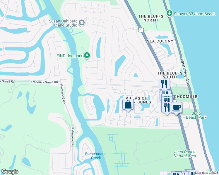 map of restaurants, bars, coffee shops, grocery stores, and more near 1127 11th Court in Jupiter