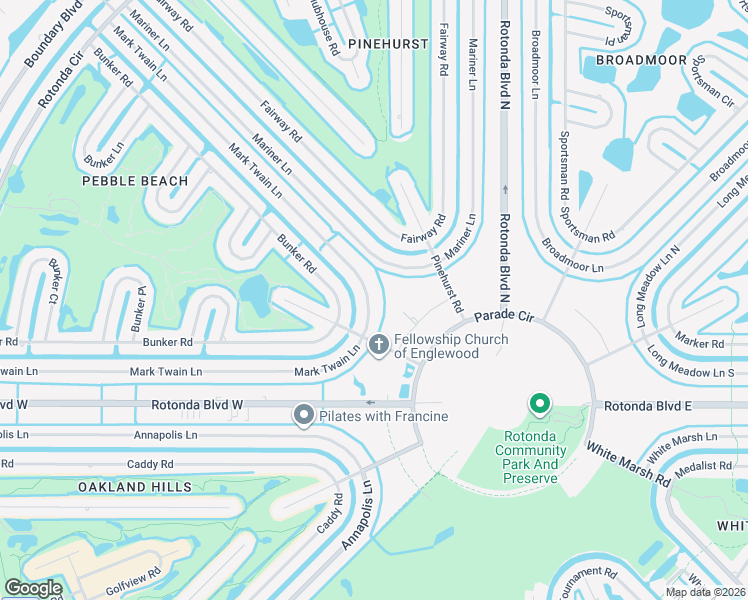 map of restaurants, bars, coffee shops, grocery stores, and more near 161 Mark Twain Lane in Rotonda West