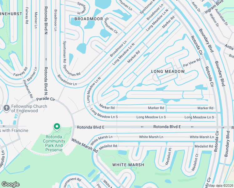 map of restaurants, bars, coffee shops, grocery stores, and more near 15 Long Meadow Road in Rotonda West