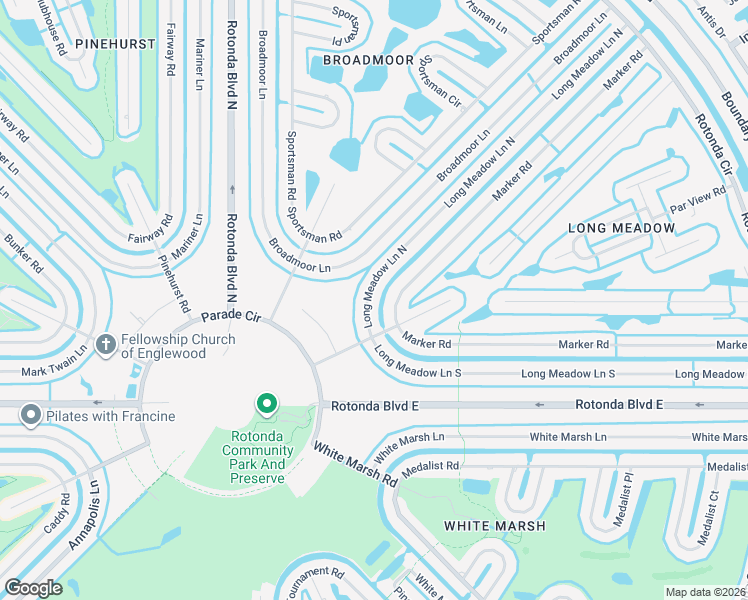 map of restaurants, bars, coffee shops, grocery stores, and more near 132 Long Meadow Lane North in Rotonda West