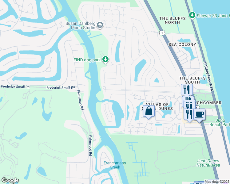map of restaurants, bars, coffee shops, grocery stores, and more near 2571 Marcinski Road in Jupiter