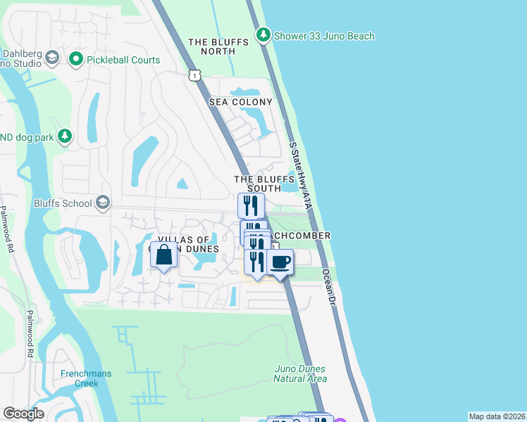 map of restaurants, bars, coffee shops, grocery stores, and more near 4161 South US Highway 1 in Jupiter