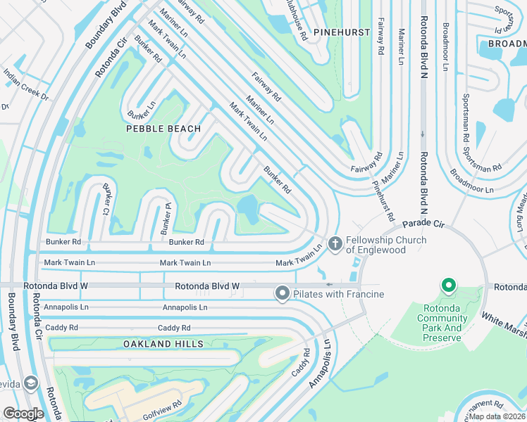 map of restaurants, bars, coffee shops, grocery stores, and more near 20 Pebble Beach Road in Rotonda West