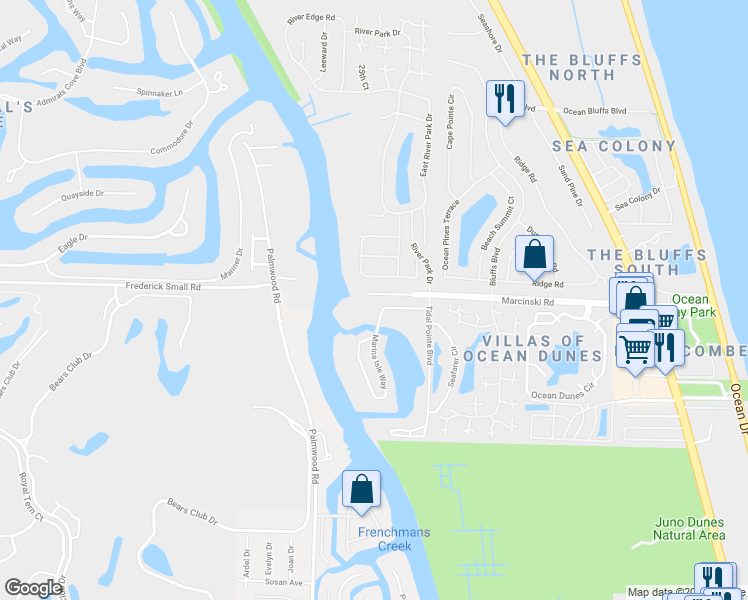 map of restaurants, bars, coffee shops, grocery stores, and more near 1314 Marcinski Road in Jupiter