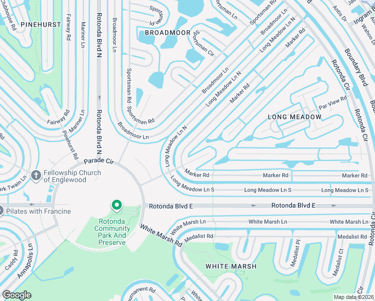 map of restaurants, bars, coffee shops, grocery stores, and more near 6 Long Meadow Road in Rotonda West