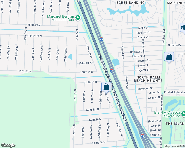 map of restaurants, bars, coffee shops, grocery stores, and more near 6888 150th Place North in West Palm Beach