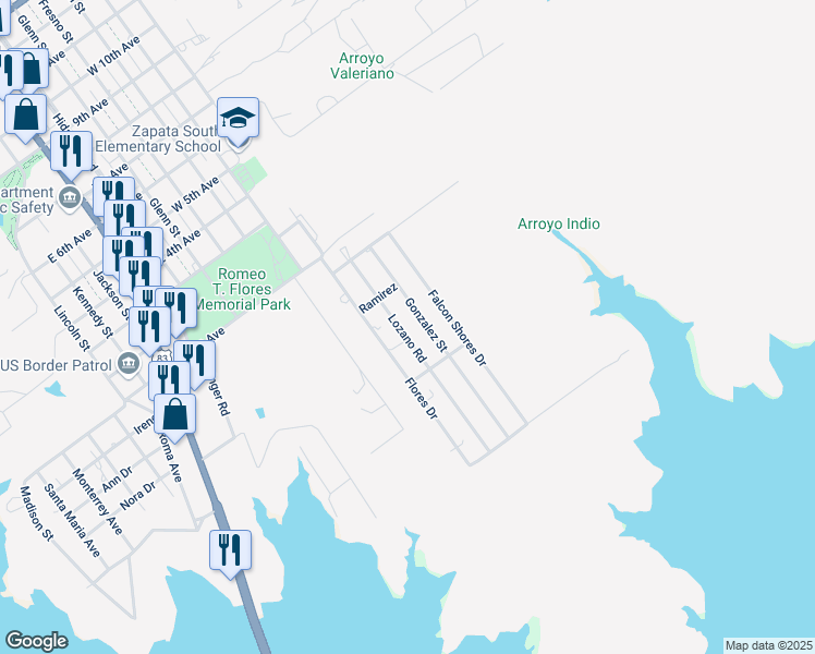 map of restaurants, bars, coffee shops, grocery stores, and more near 236 Lozano Road in Zapata
