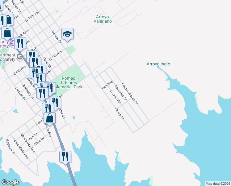 map of restaurants, bars, coffee shops, grocery stores, and more near 236 Lozano Road in Zapata