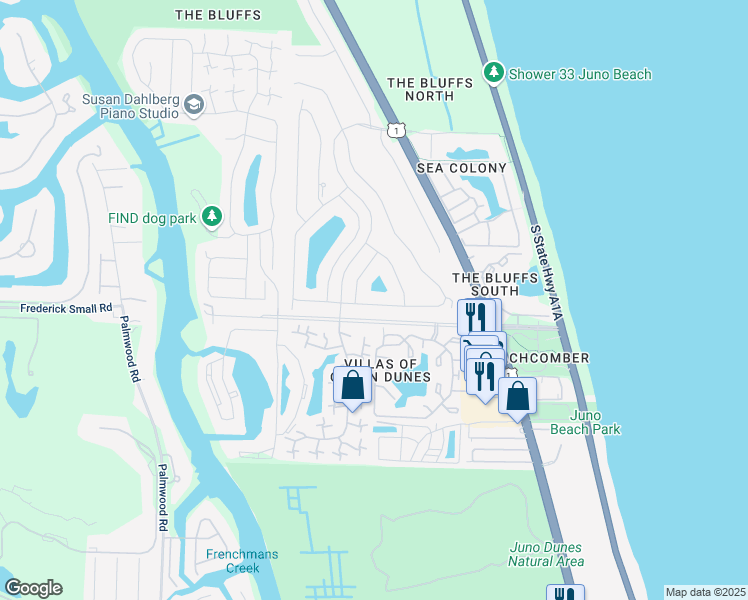 map of restaurants, bars, coffee shops, grocery stores, and more near 113 Ridge Road in Jupiter