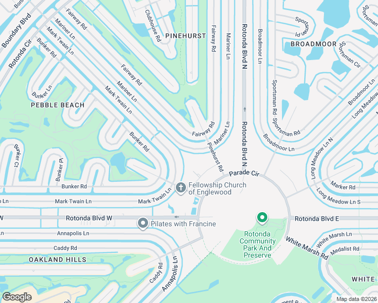 map of restaurants, bars, coffee shops, grocery stores, and more near 136 Mariner Lane in Rotonda West