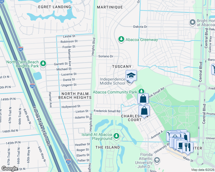 map of restaurants, bars, coffee shops, grocery stores, and more near 1932 Jeaga Drive in Jupiter