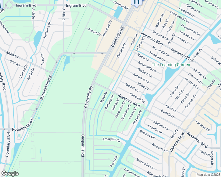 map of restaurants, bars, coffee shops, grocery stores, and more near 13216 Keystone Boulevard in Port Charlotte