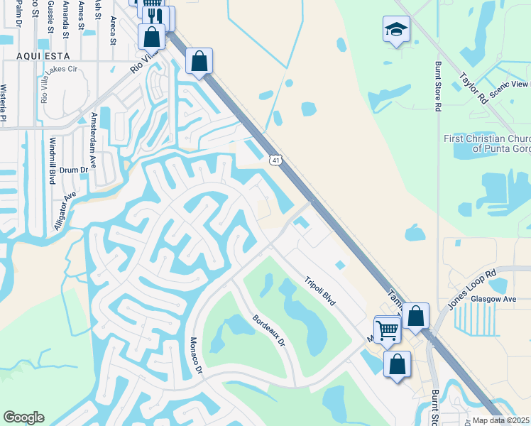 map of restaurants, bars, coffee shops, grocery stores, and more near 3543 Mondovi Court in Punta Gorda