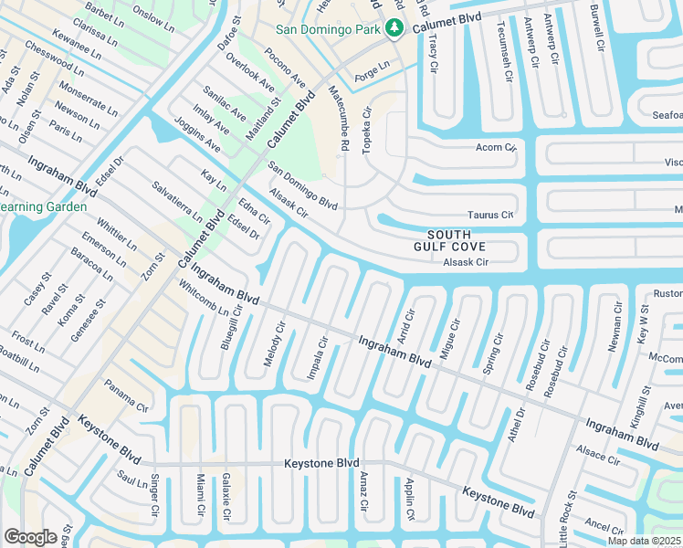 map of restaurants, bars, coffee shops, grocery stores, and more near 9239 Impala Circle in Port Charlotte