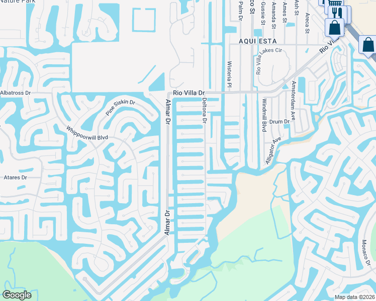 map of restaurants, bars, coffee shops, grocery stores, and more near 751 Long Beach Court in Punta Gorda