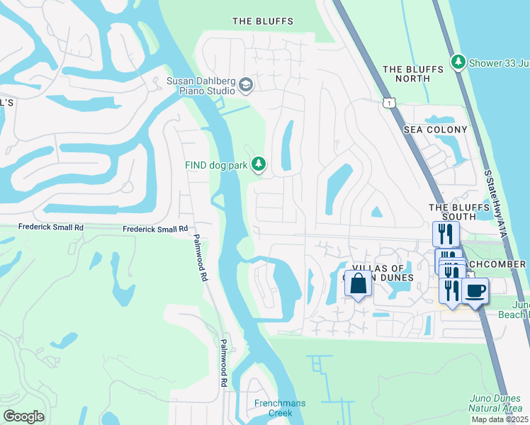 map of restaurants, bars, coffee shops, grocery stores, and more near 112 Inner Harbour Way in Jupiter
